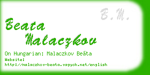 beata malaczkov business card